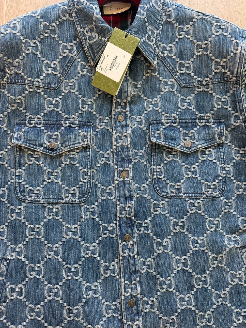 Gucci monogram denim jacket Jacquard sz 58 blue GG men - Picture 7 of 10